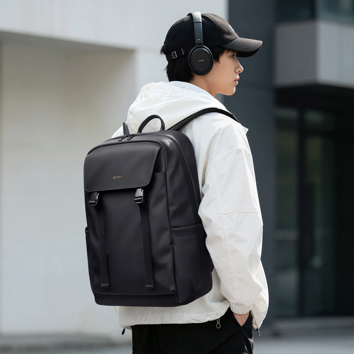 GOLF QUALITY Men's 15.6” Multi-functional Computer Backpack Large Capacity Casual Commute Anti-Theft Dual Shoulder Bag