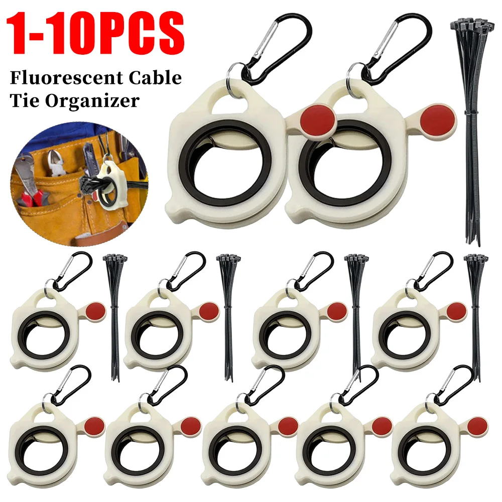 

1-10 шт. флуоресцентный органайзер для кабельных ремней, держатель для кабельных стяжек, органайзер для электрических проводов, портативный инструмент для хранения кабельных стяжек