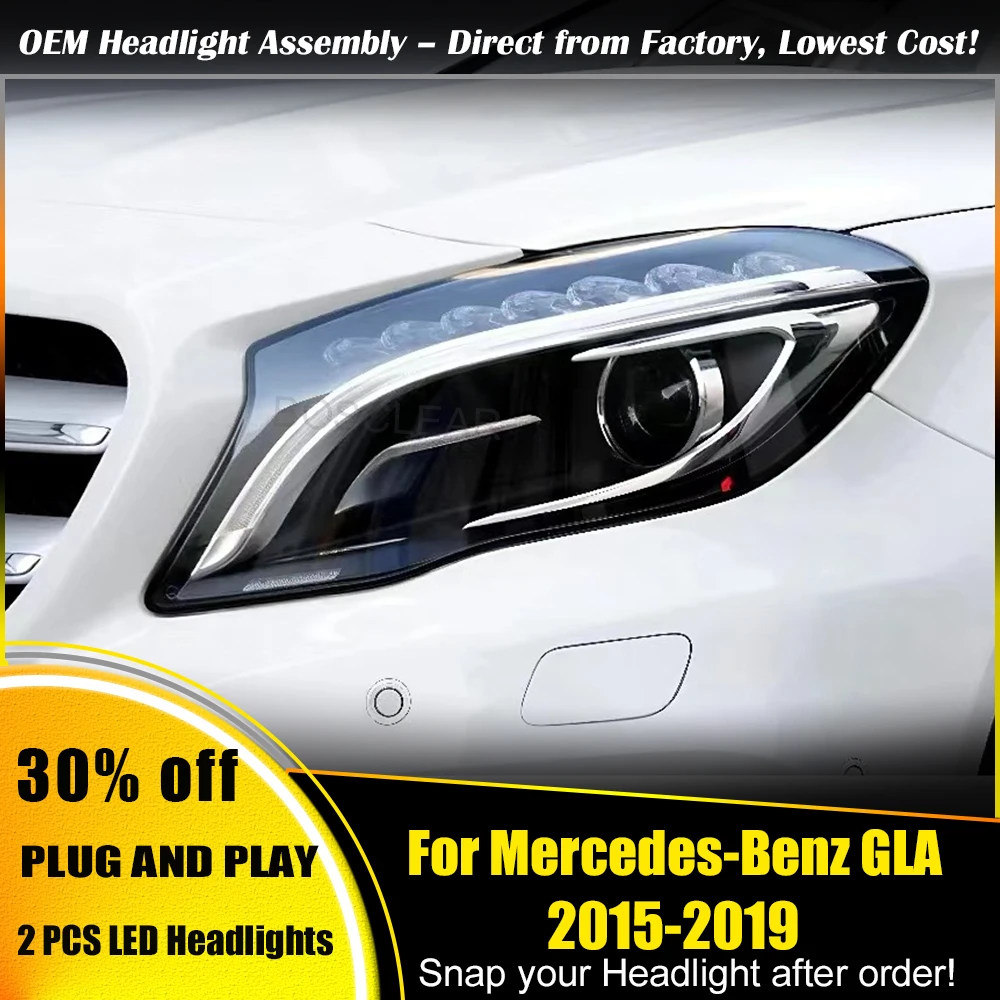 

New LED Headlight Upgrade Modified Full Head Lamp For Benz GLA X156 Turn Signals Daytime Running Lights 2015 2016 2017 2018 2019