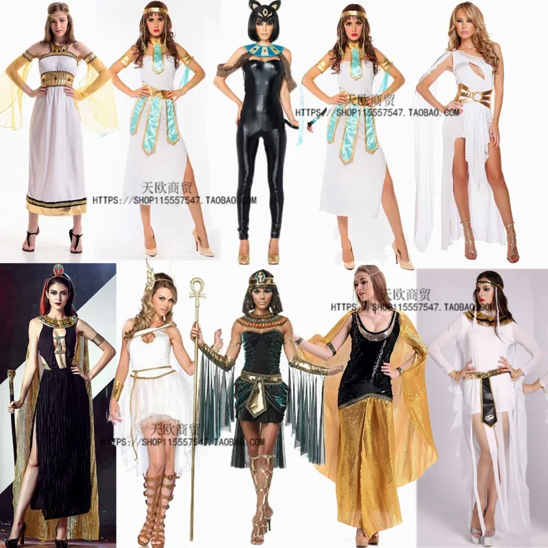 

Carnival Party Halloween Egyptian Cleopatra Costume Women Adult Egypt Queen Cosplay Costumes Sexy Golden Fancy Dress