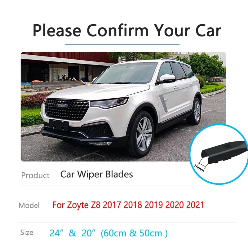 2x ل ZOTYE Z8 T700 2017 2018 2019 2020 2021 زجاج سيارة الزجاج الأمامي فرملس ممسحة شفرات المطاط القاطع نافذة أمامية السيارات
