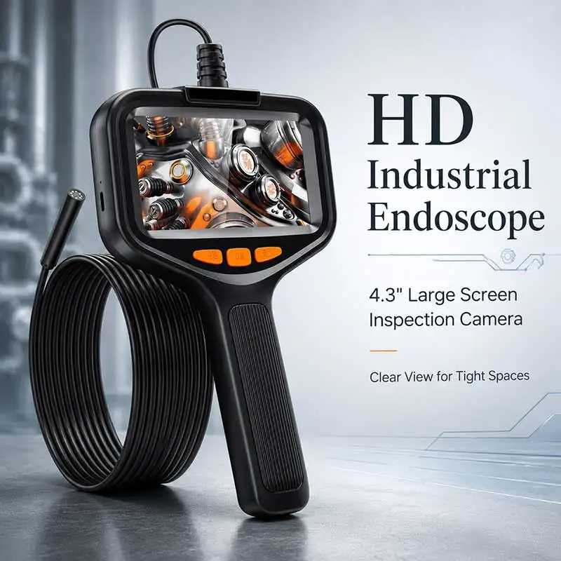 1080P HD Borescope Camera 4.3 Inch LCD Industrial Endoscope Single/Dual Lens Inspection Camera for Engine Pipe Repair