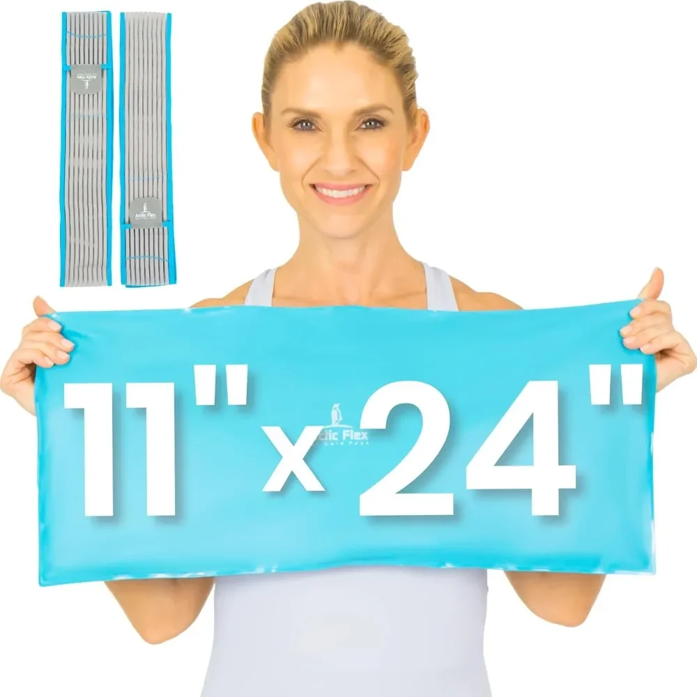 Wieder verwendbare Eis beutel für Verletzungen (24 "x 11") -flexible heiße Kühl packungen-Therapie-Gel-Eis packung mit Riemen-Knöchel, Ellbogen, Knie