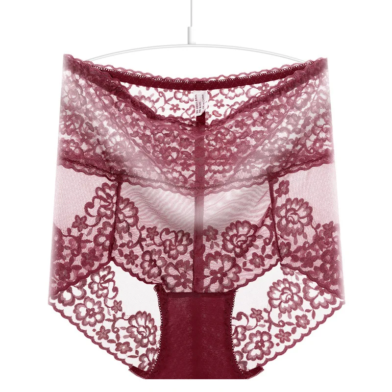 High-waist Lace Panties Feminine Temptation Seamless Large Size Buttocks and Abdomen Transparent Briefs Ladies Panties Plus Size