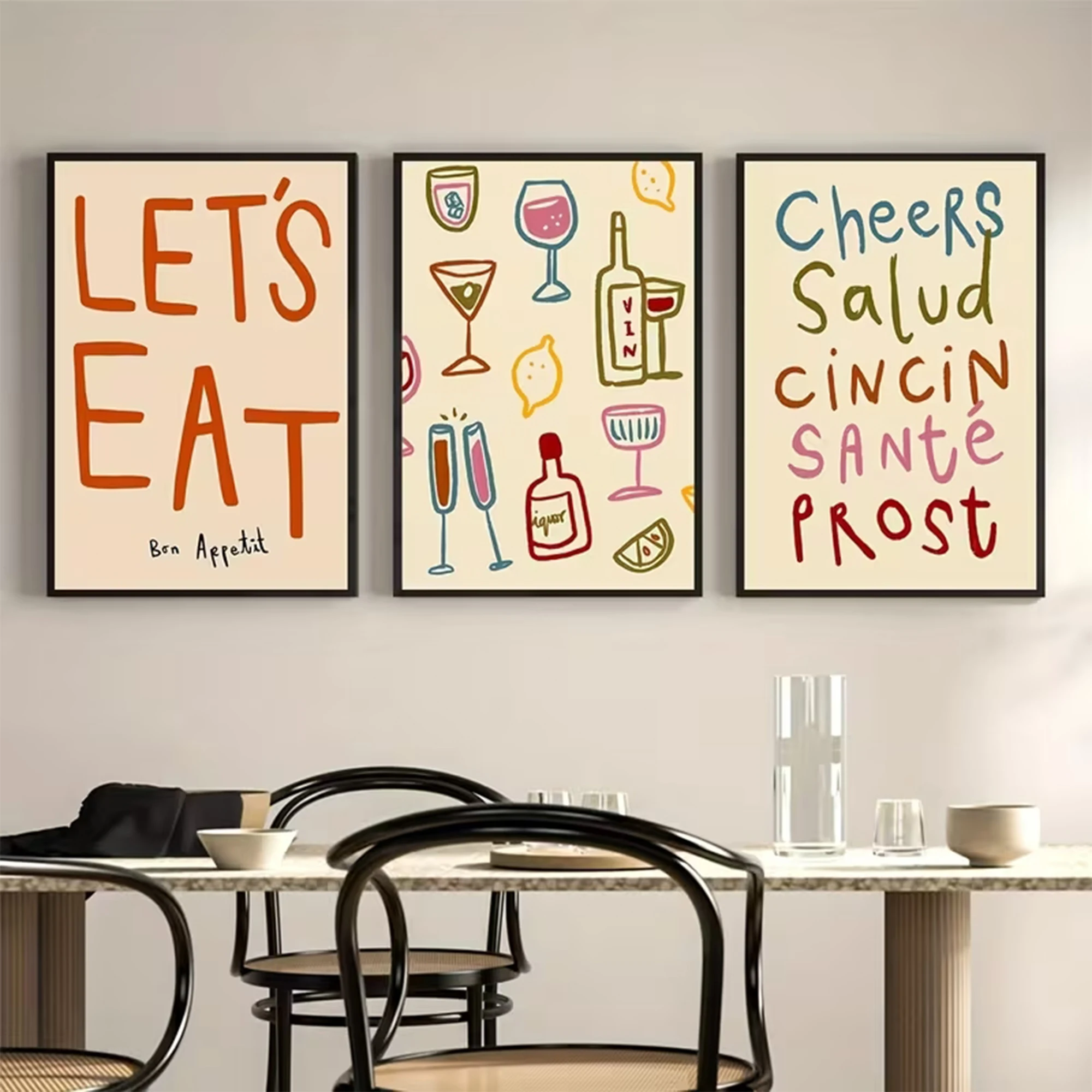 3pcs Modern Milimalist Cheers At Carnival Party Wall Art Print Canvas Painting Poster Picture For Living Room,Bedroom Home Decor
