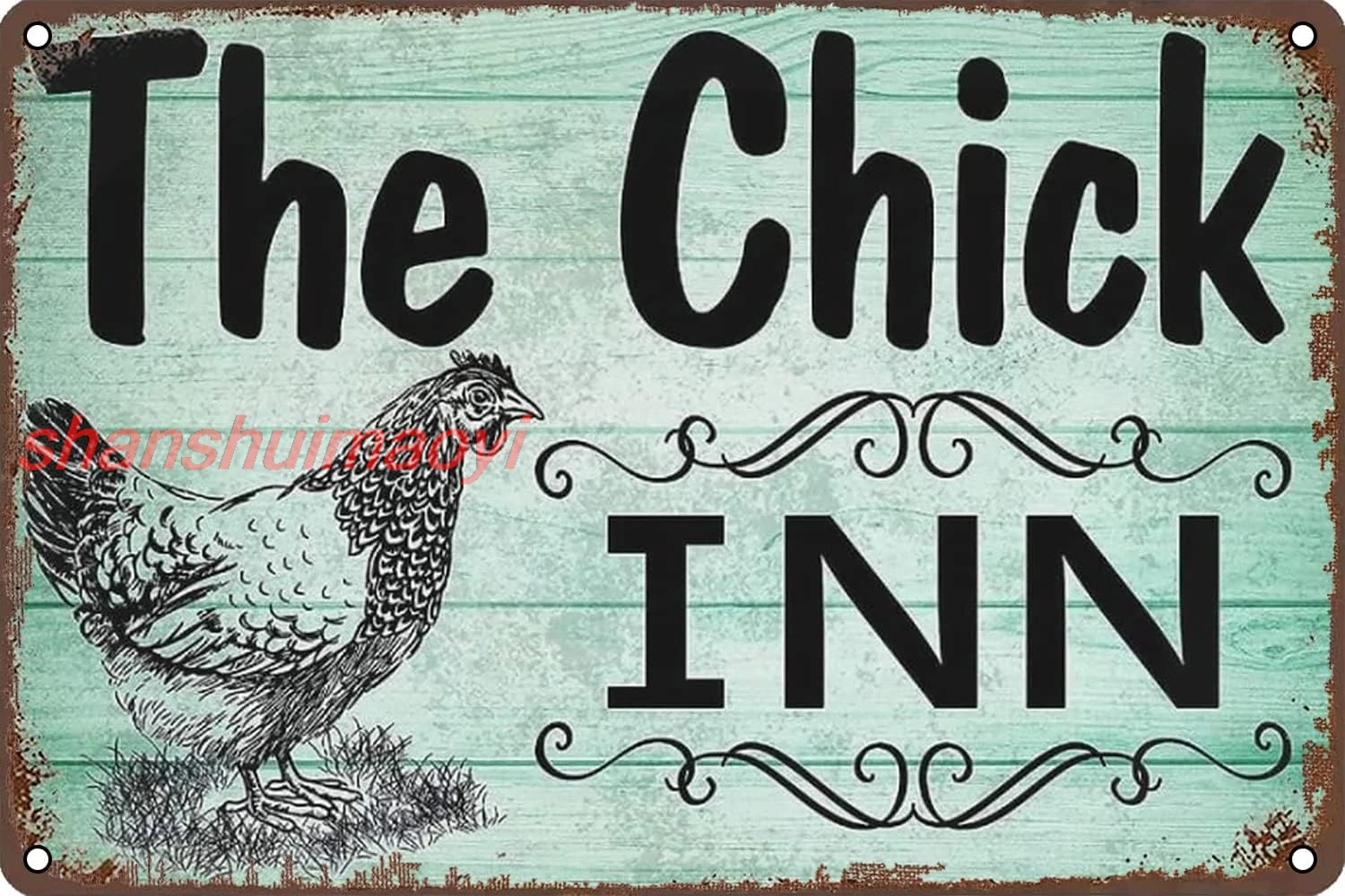Retro Metal Tin Sign The Chick Inn Chicken Coop Rustic Hen House Farm Retro Wall Decor for Home Garden Man Cave Bars Restaurants