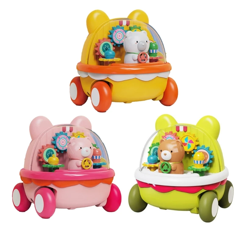 

Cartoon Bear Car Toy Push Back Vehicle with Visible Gears for Toddlers