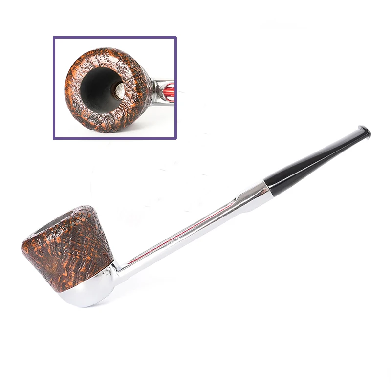 Briar wood system smoking pipe Straight handle metal pipe Detachable bowl ， 3mm pipe channel， Acrylic mouthpiece System pipe