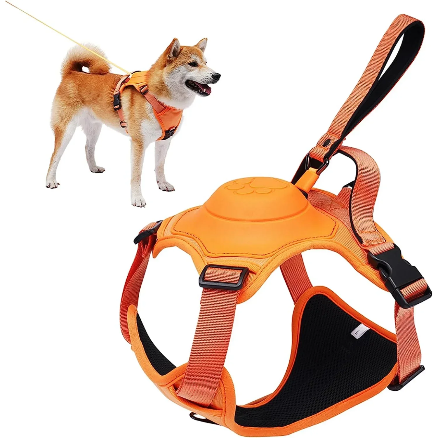 Retractable Dog Harness and Leash Set, All-in-One Automatic Anti-Burst Impact Flexible Rope, Anti-Twist Adjustable breathable br