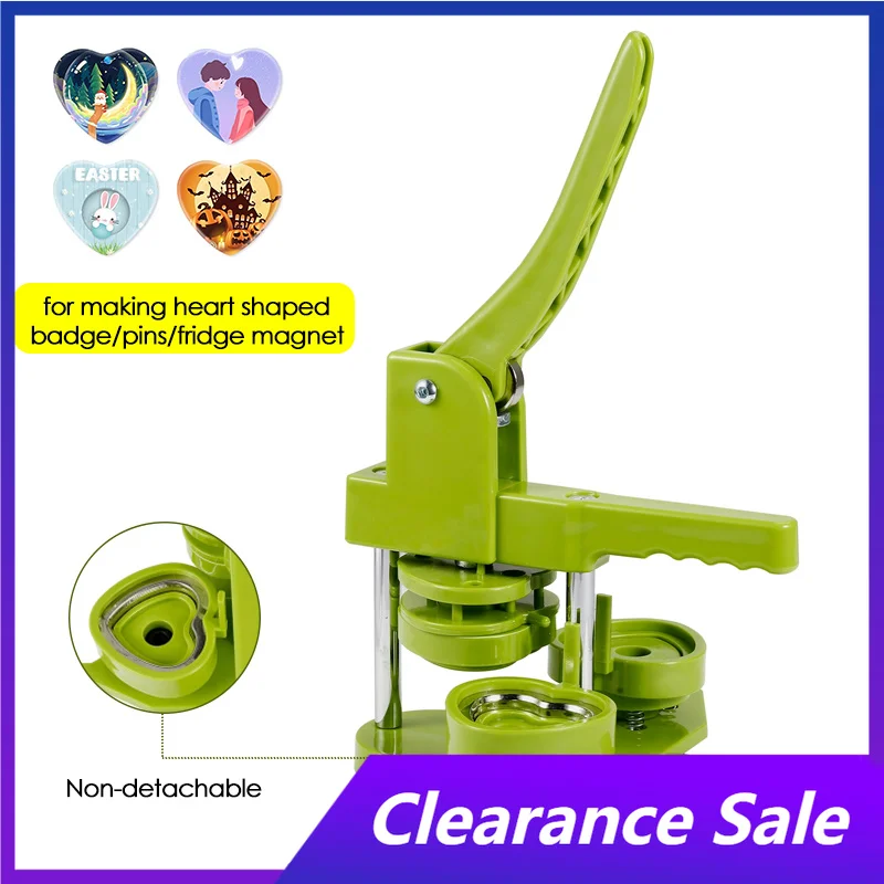 

57x53mm Heart Shaped Button Maker Machine for DIY Making Pins / Fridge Magnets for Clothes Bags Anime Decor(NO Making Materials)