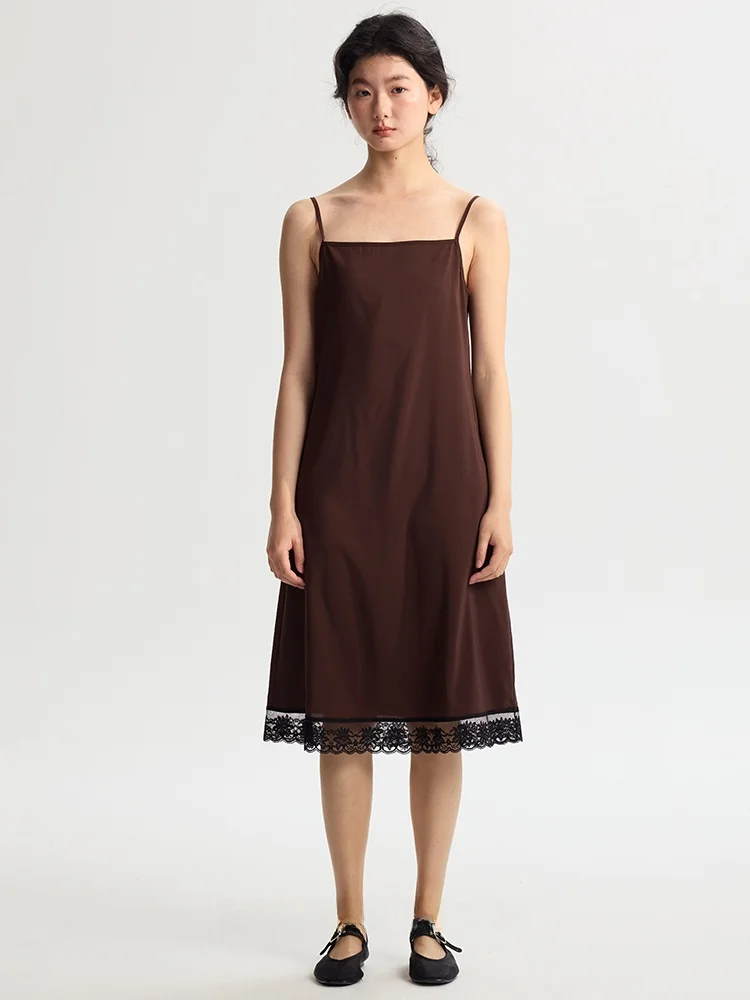 

Летнее платье Lingli 2025 с кружевными вставками, базовое, миди, из полиэстеровой смеси, повседневное, женское