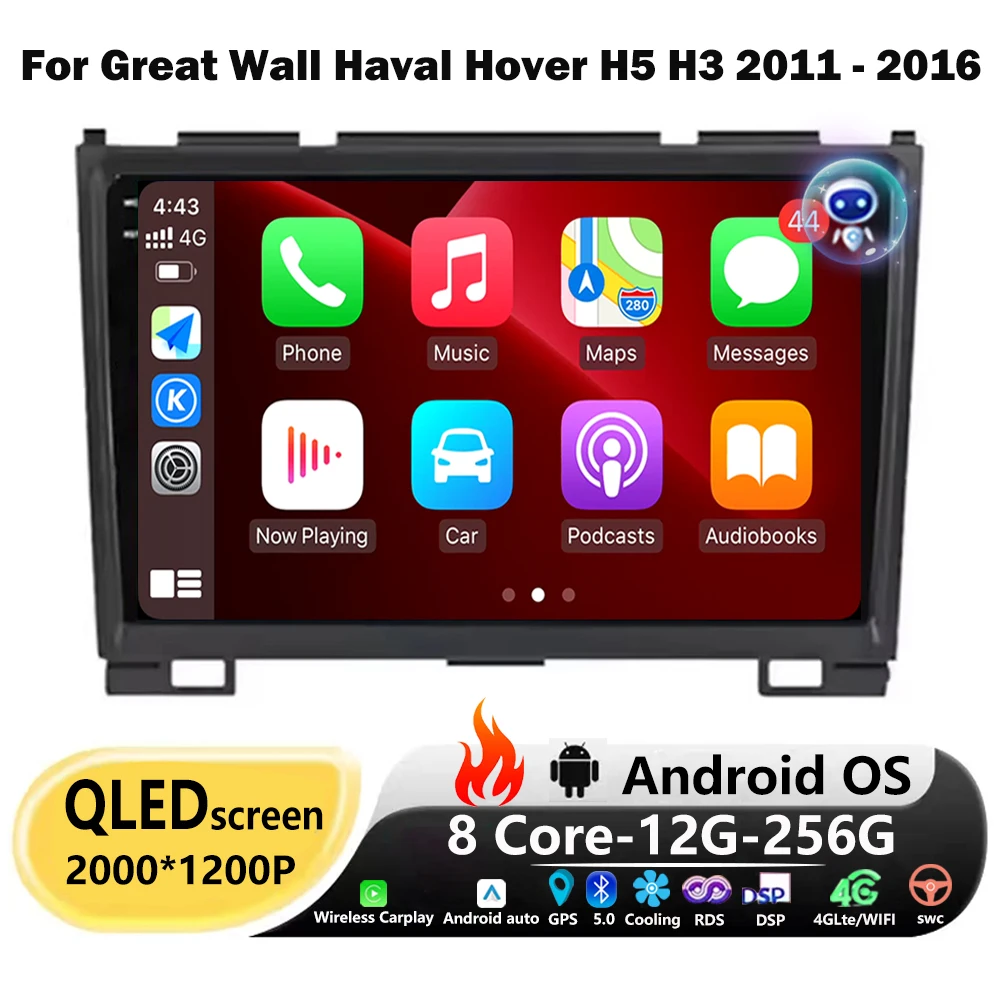 

Android 16 Auto For Great Wall Haval Hover H5 H3 2011 - 2016 Car Radio Multimedia Player GPS Navigation Carplay BT DSP Head Unit