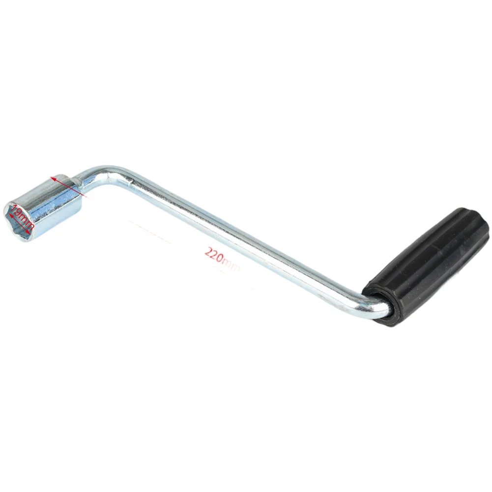 Trailer Jack Crank Handle Compatible with 19mm Socket Manual Zinc Plated Steel Tool for Reliable and Smooth Trailer Support