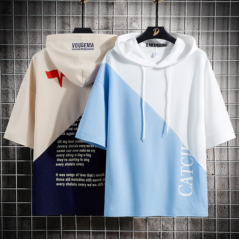 

Мужская свободная футболка с коротким рукавом, летняя, модная, повседневная, универсальная, для студентов и молодежи, дышащая, удобная, из полиэстера