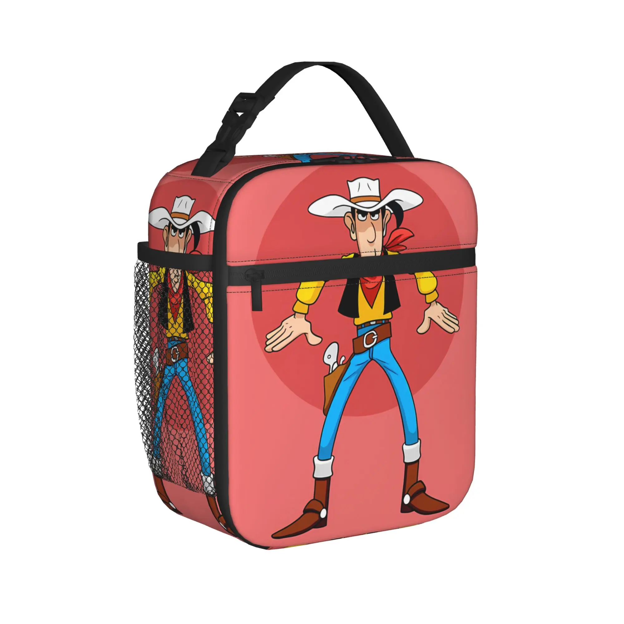 Classic Lucky Luke Standing Lunch Bag  School Lunch Box For Women Cute Designer Tote Food Bags Oxford Convenient Cooler Bag