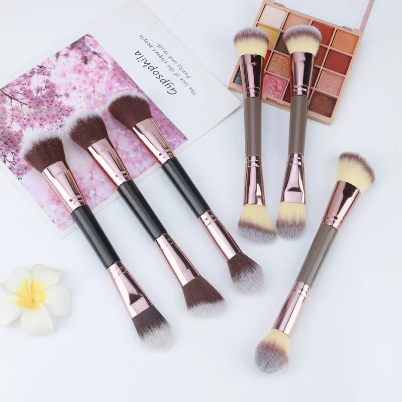 Brosse de maquillage simple à Double extrémité, brosse de fond de teint, brosse de Contour à poils souples, brosse à poudre libre, brosse à flamme multifonctionnelle Bea