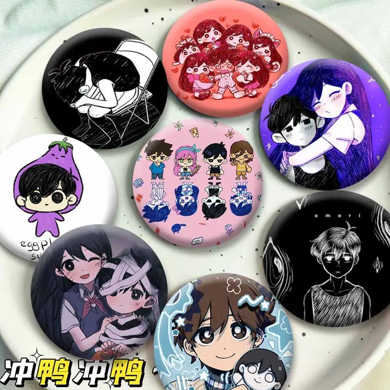 Horror Game OMORI KEL HERO BASIL MARI SUNNY AUBREY Button Brooch Lapel Pin Handmade Jewelry Badge Backpack Hat Shoes Accessories