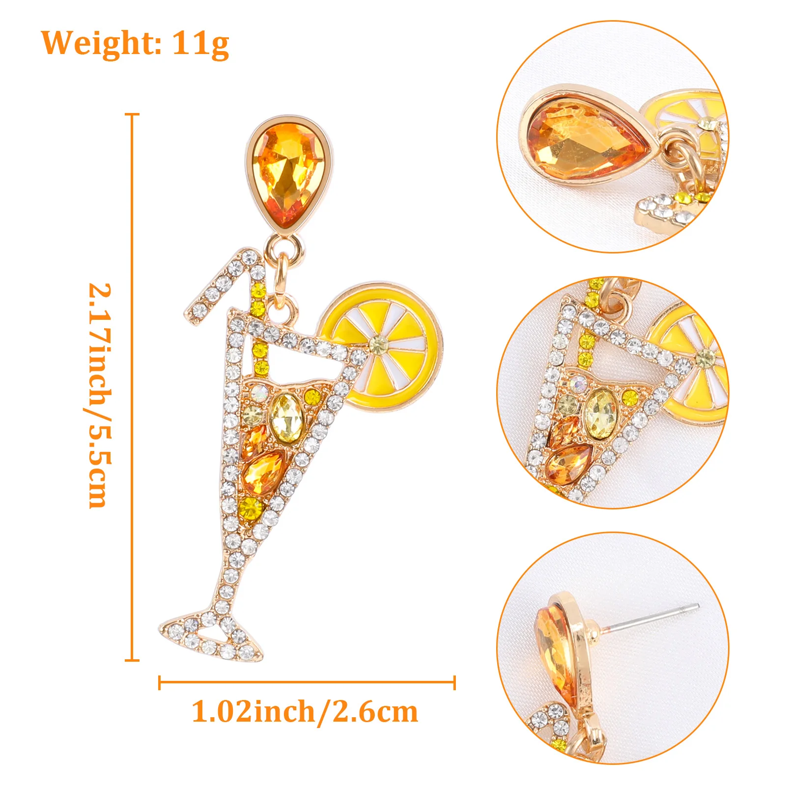 Chicgrowth Lemon Temperament Earrings for Girls Jewelry Accessories for Women Charming Gift Wholesale