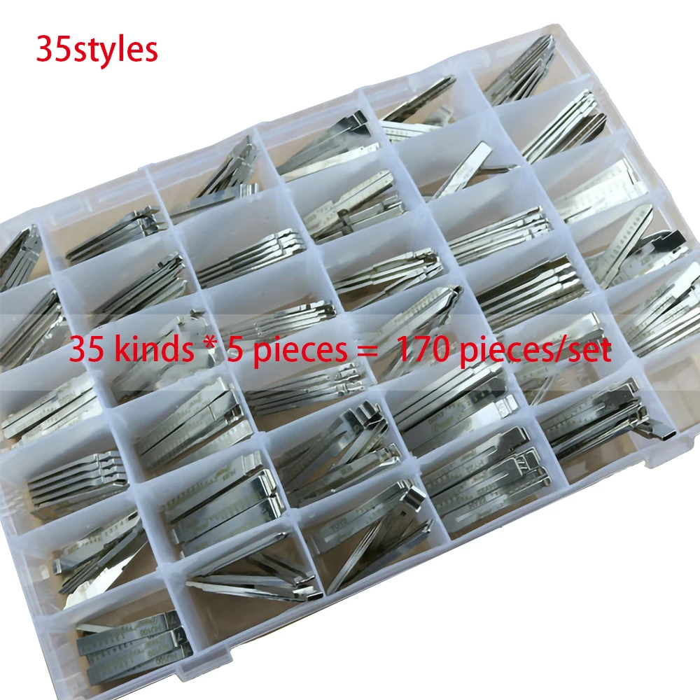 Car Key Blade 35 Types 175PCS Original Engraved Line Key for 2 In 1 Scale Shearing Teeth Blank Remote Key Blade Locksmith Tools