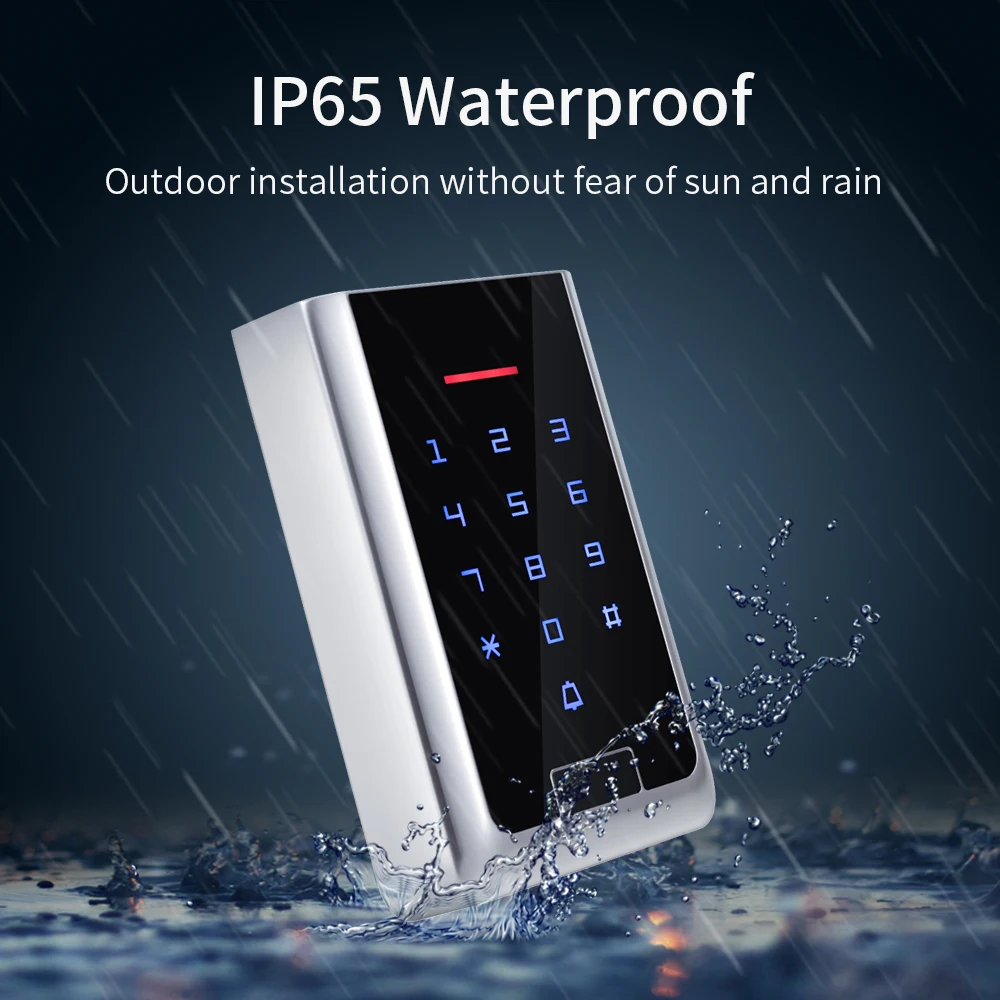 Waterproof 100V~240V Wide Voltage Backlight Touch Keypad Wireless Access Control Kit 433 Mhz Smart Door Lock System Wireless Kit