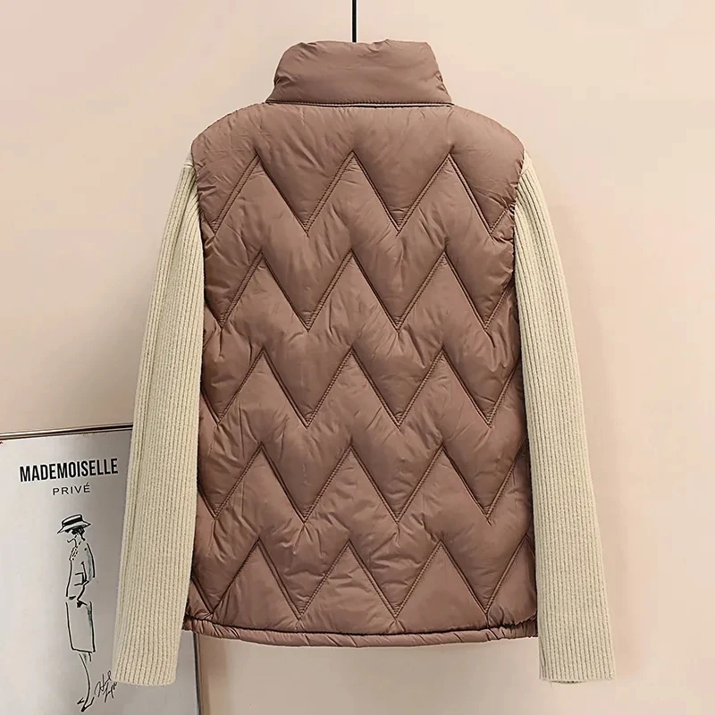 Chaleco acolchado sin mangas para mujer, chaqueta cálida de algodón, cárdigan, abrigos de moda coreana, ropa de invierno, novedad de 2024