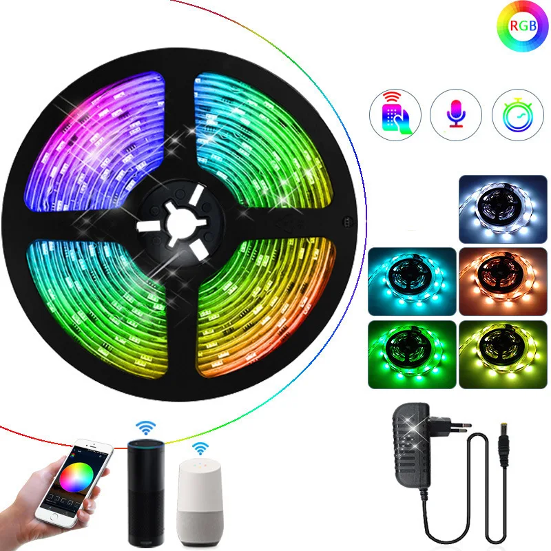 12V Wireless RGB COB LED Light Strip, WiFi & Remote Control, Flexible Waterproof Intelligent LED Strip Light