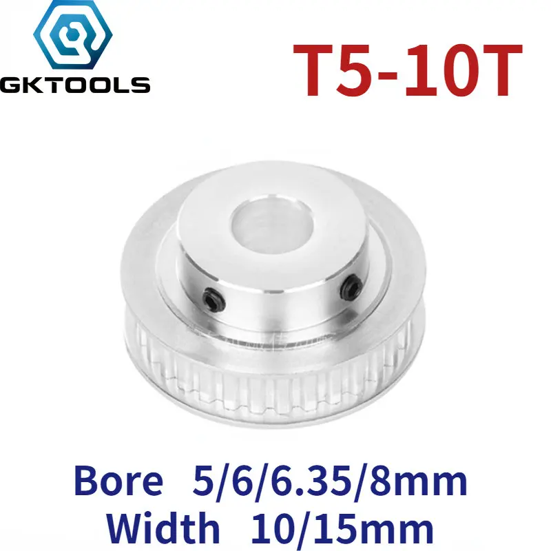 

T5 10 Teeth/T Boss Synchronous Belt Pulley BF Groove Width 10/15mm Inner Hole 5/6/6.35/8mm