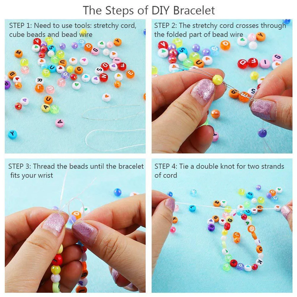 1300 قطعة الخرز الأبجدية الملونة الاكريليك الحرفية الخرز للأطفال Diy بها بنفسك صنع المجوهرات مجموعة الديكور عدة الأطفال طفل التعلم