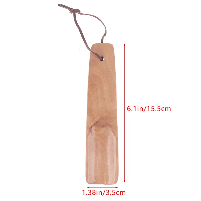 1Pc 15.5cm Solid Wood Short Handle Shoehorn Natural Wooden Shoe Horn Portable Handle Shoe Lifter Shoe Puller Accessories