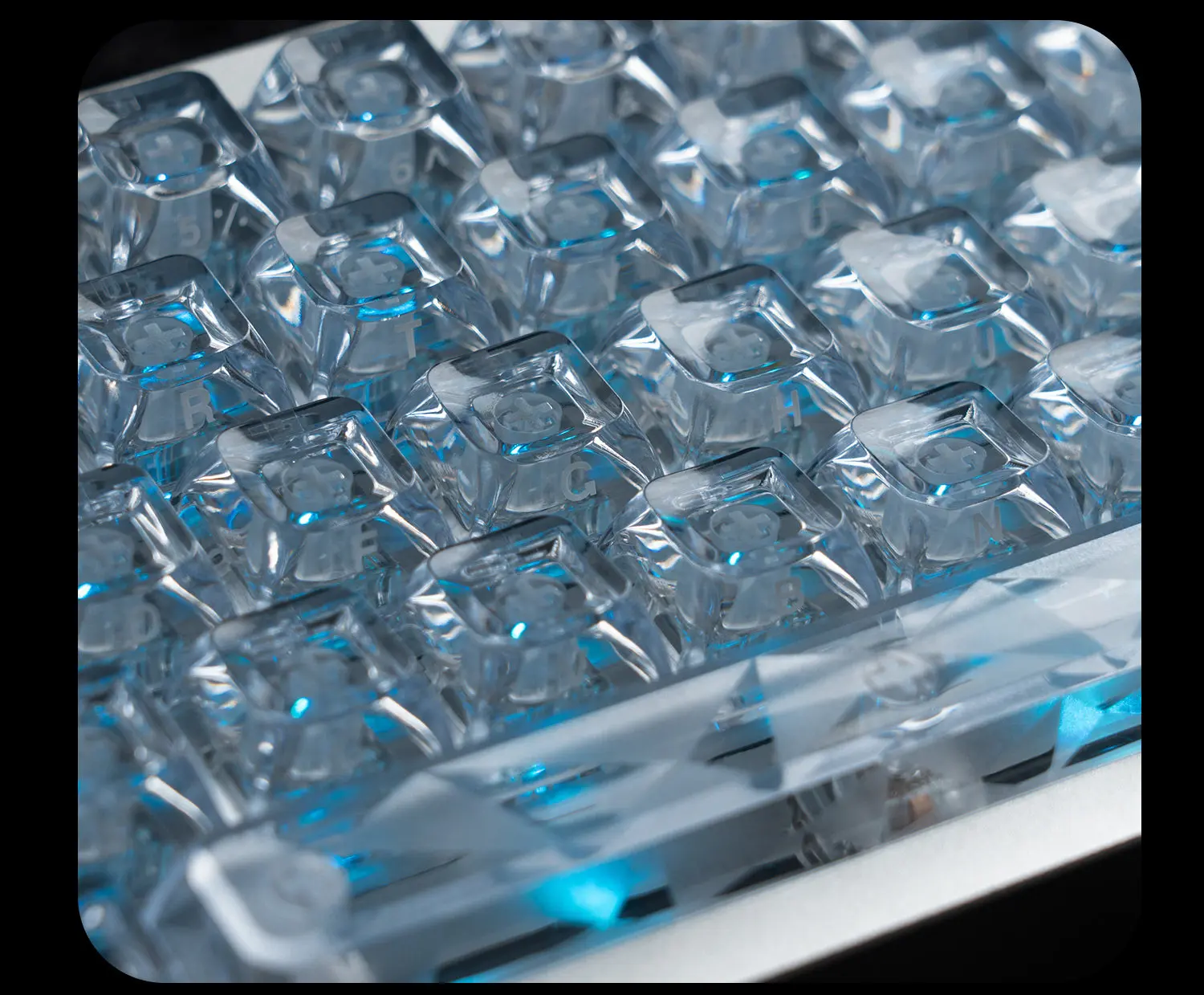 MAIMOOO Keycap Ice Thick Crystal PC ASA Pink Frosted Transparent Backlit Keyboard Keycap