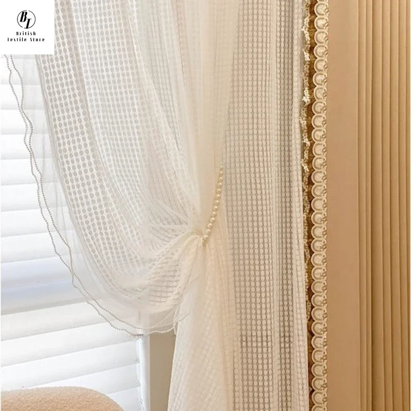 

Modern Minimalist Cream 90% Blackout Chenille Thicken Luxury Curtains for Living Room Bedroom Dining Window Tulle Custom Size