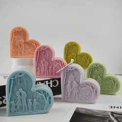 DIY Valentine's Day Couple Aroma Candles Silicone Mold Handmade Gift Love Heart Crystal Resin Plaster Ornaments Molds