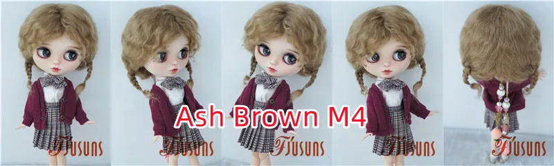 Fjusuns JD644 9-10inch 10-11inch Messy Baby Curly Mini Twintail Mohair BJD Wigs QBaby Pullip Blythes& 18"AG Doll Accessories