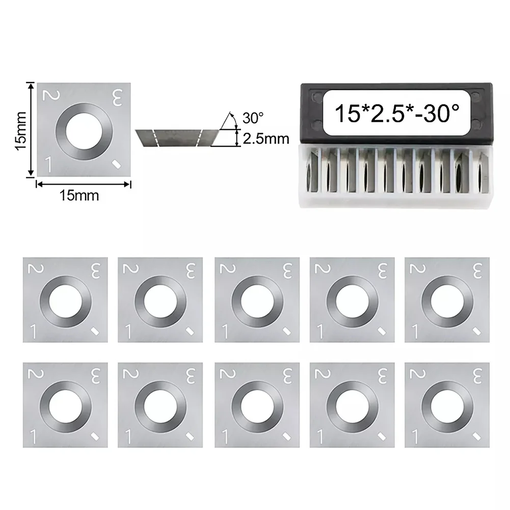 Ten Pcs Carbide Inserts Cutters for Precision For Wood Lathe Turning Tool Dimensions 15X15X2 5MM with Cutting Edge