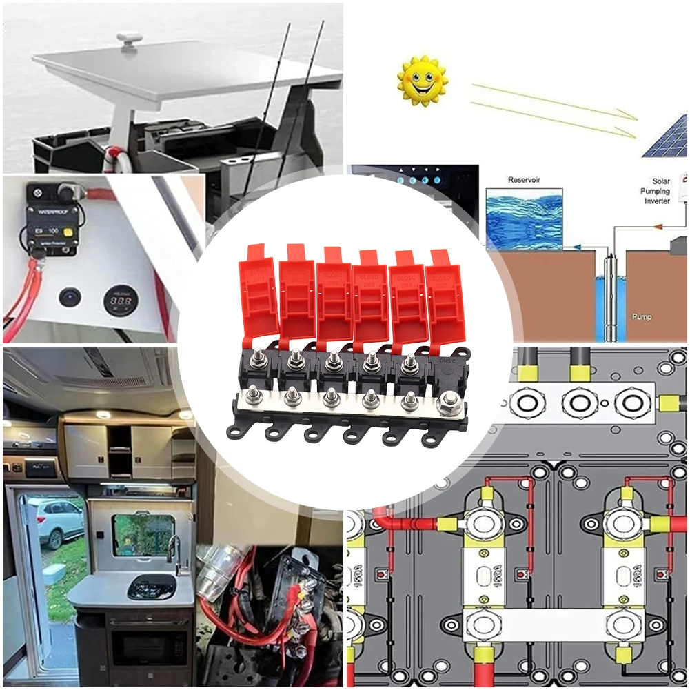 3/4/5/6 Way High-Power Fuse Box 200A Bolt On Fuse Type Power Distribution Marine SUV BDFS MIDI Fuse Holder for Car Truck RV