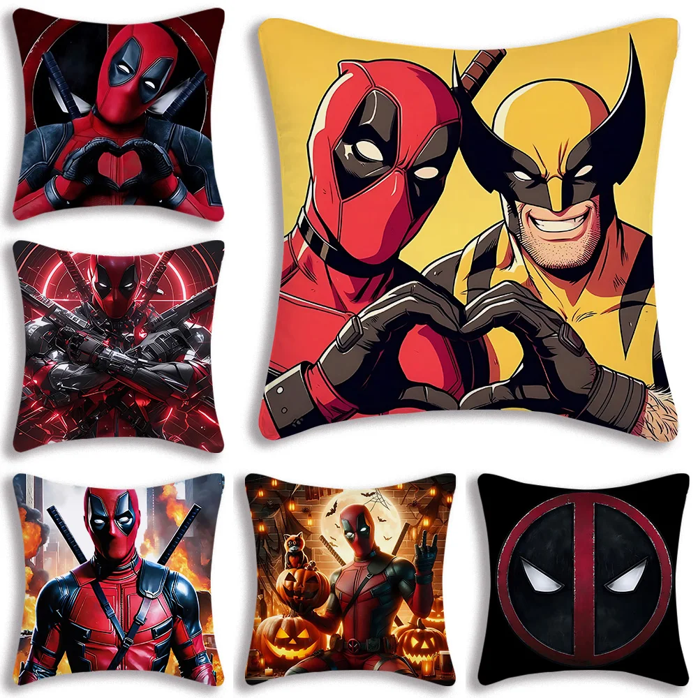 حار أنيمي مضحك Deadpools وسادة تغطي الكرتون أريكة ديكور المنزل الطباعة على الوجهين قصيرة أفخم لطيف غطاء الوسادة
