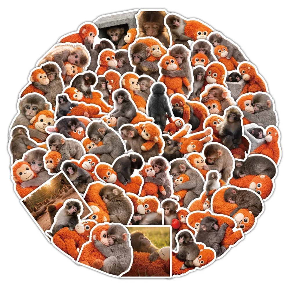 54PCS Cute Monkey Stickers Punch Panchi Cute Animal Hugging DIY Decorative Phone Case Laptop iPad Waterproof Stickers Kids Toy - view 2