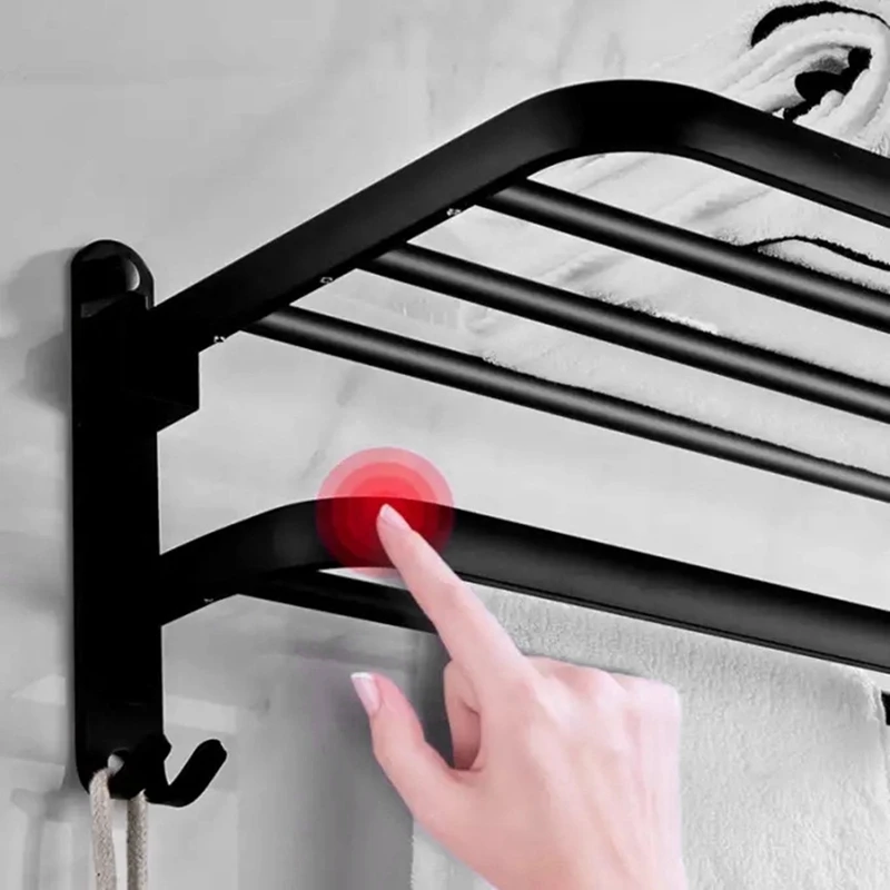 PORK-Aluminum Towel Bar Wall Mounted Rack Bathroom Towel Rack Towel Holder Towel Hanger Bathroom Accessories Bathroom Shelf