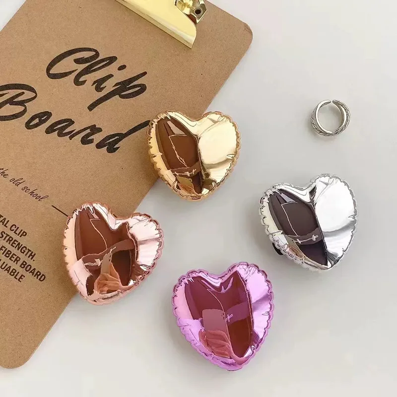 

Luxury Mirror Gold Silver Rose Plating Holder Mobile Phone Accessories Universal Love Heart Finger Ring Stand Support Bracket