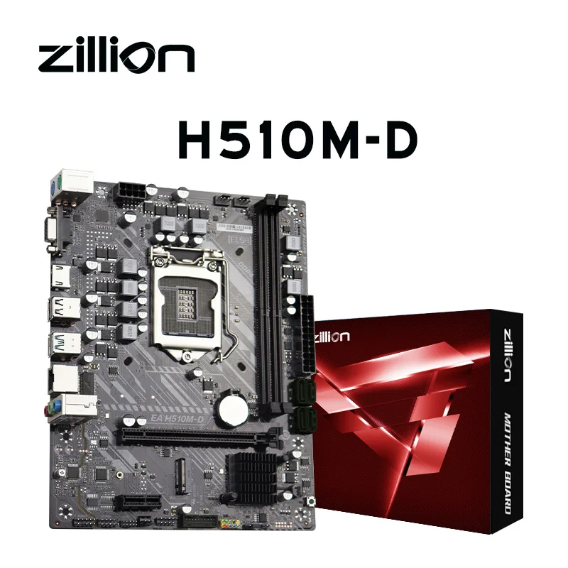 Zillion-H510 ATX Motherboard, Soquete LGA 1200, Suporte DDR4, 10 ou 11ª Geração, Intel Pentium Core, CPU Celeron para PC Gaming, Novíssimo