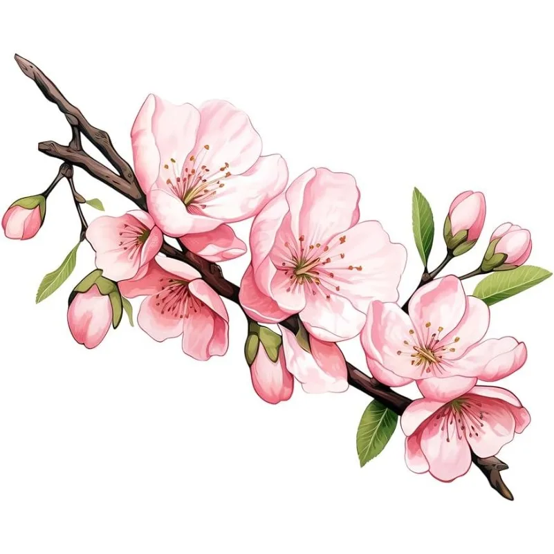 1Pc Delicate Pink Peach Blossom Waterproof Vinyl Sticker Decal For Car Helmet Laptop Fuel Cap Trunk Decor