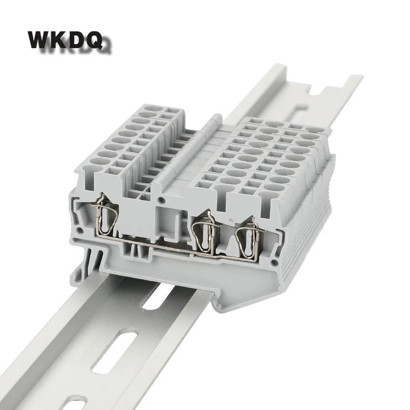 Electrical Terminals ST2.5-TW 10Pcs Spring-cage 3 Conductors Cable Plug Wire Connector ST 2.5 TWIN 2.5mm Din Rail Terminal Block