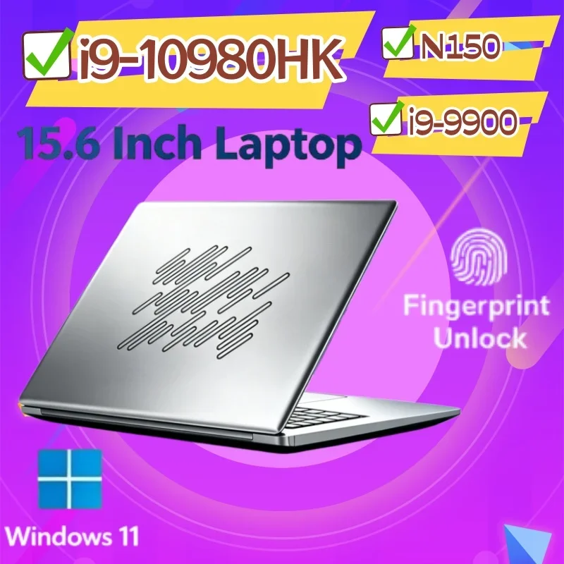 15.6" Intel Core I9 10980HK/I9-9900/N150 Windows 11 Steady Laptop Computer 32GB RAM 1TB 2TB SSD Portable Notebook PC Office