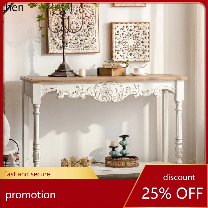 

HT французский ретро-входной столик у стены из массива дерева для гостиной, полоса для входной двери, искусство небольшого размера