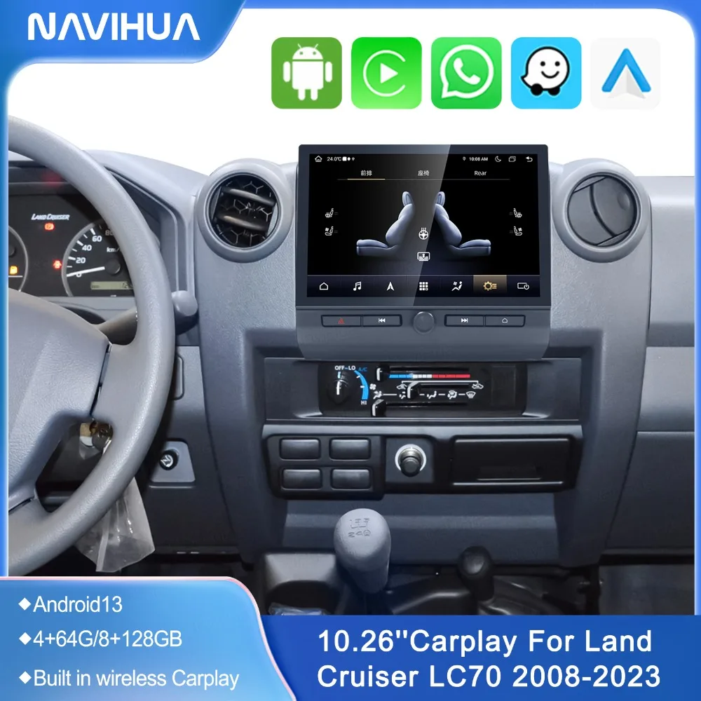 

Автомобильный мультимедийный плеер 10,26 дюйма для Toyota Land Cruiser LC71 LC76 LC78 LC79 2008-2023, автомобильный GPS-навигатор с сенсорным экраном, радиоприемник