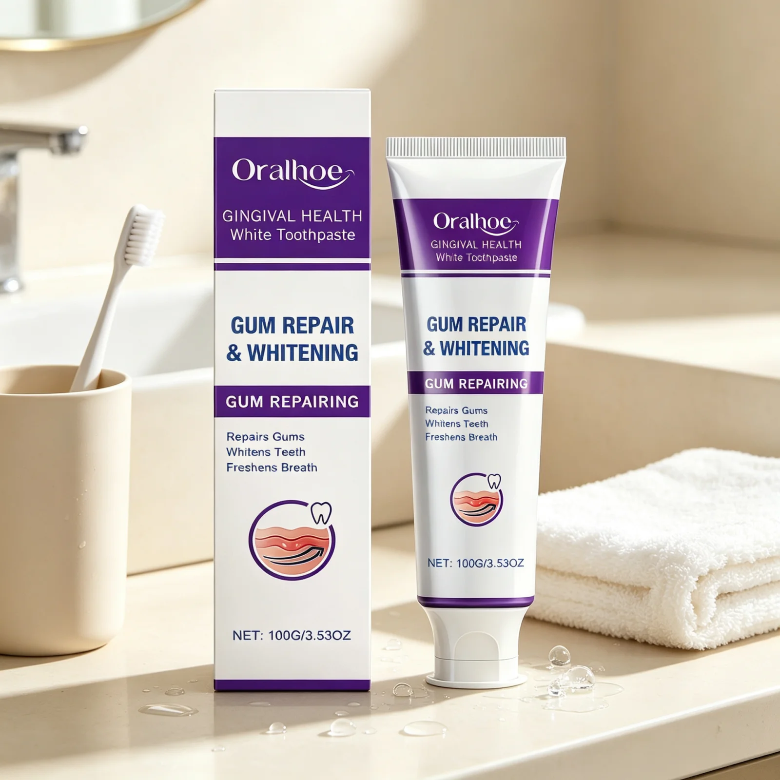 Oralhoe Gingival Health Toothpaste for Whitening Teeth Remove Bad Breath Dental Stain Fresh Breath Deep Clean Toothpastep 100g