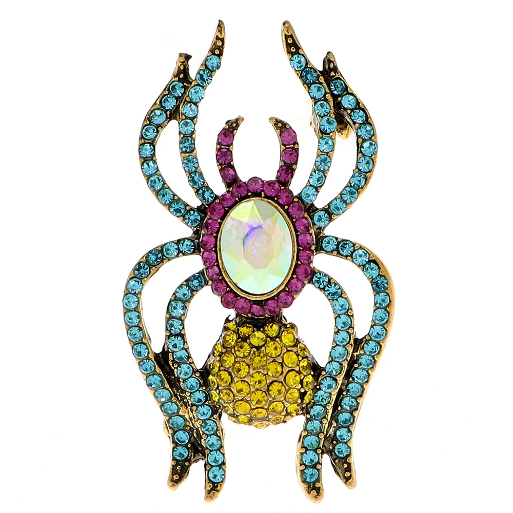 CINDY XIANG Rhinestone Vintage Colorful Spider Brooch Small Fashion Insect Pin 4 Colors Available High Quality New 2023