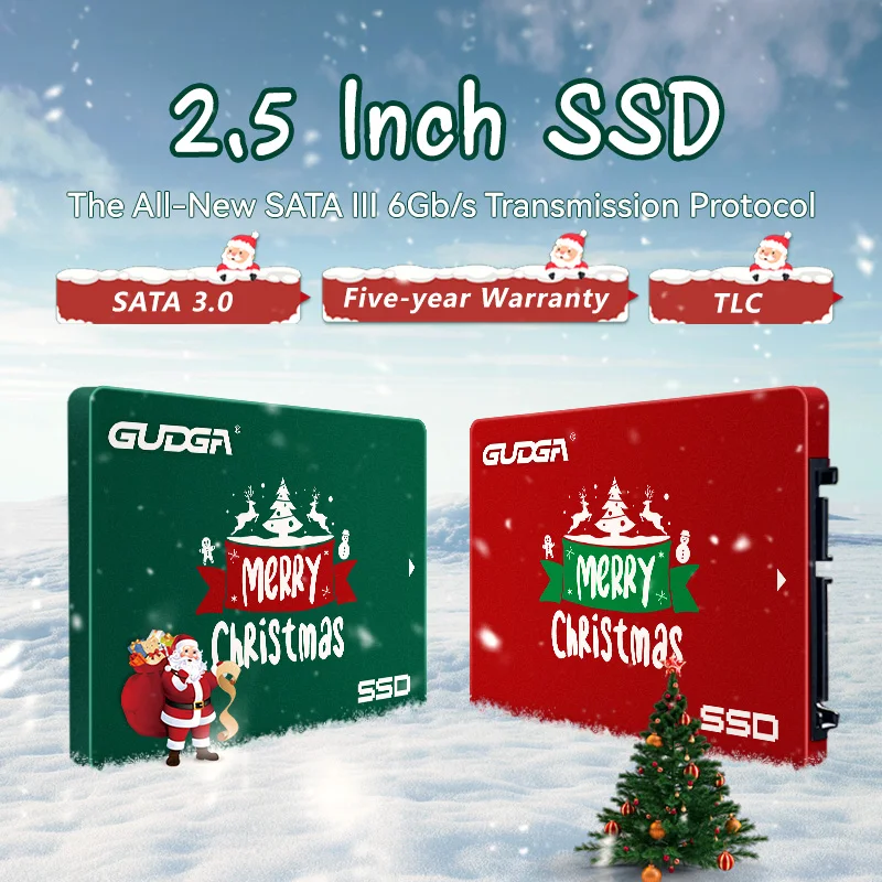 

GUDGA 2.5inch SSD 128GB 256GB 512GB 2.5 " Internal Solid State Hard Drives TLC Gift for Merry Christmas Boy Laptop Desktop