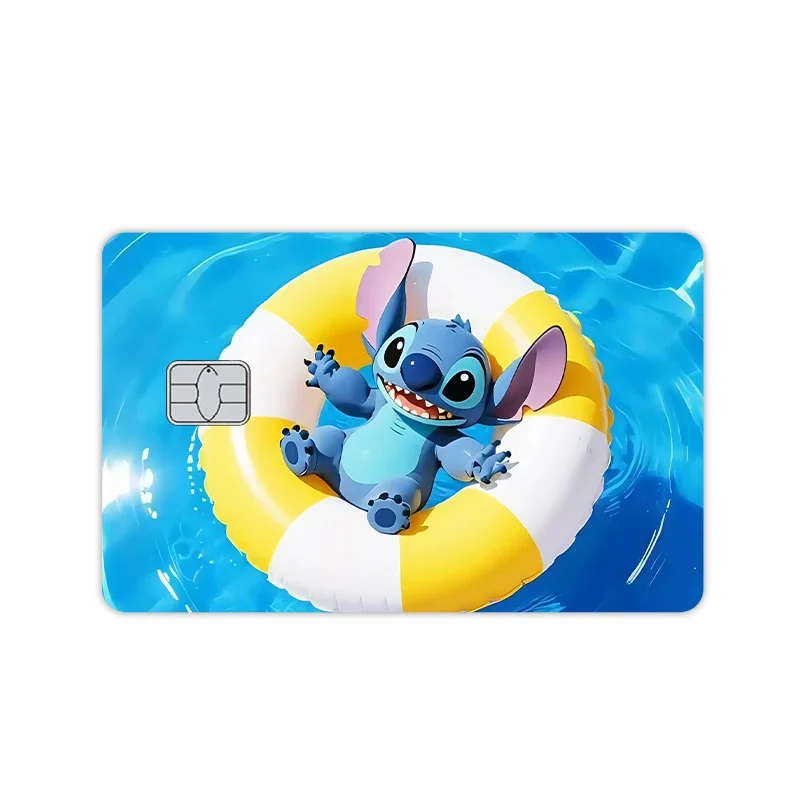 ملصقات غير لامعة لبطاقة الرسوم المتحركة Stitch Anime Diy للطلاب الكبيرة الصغيرة بدون رقاقة Kawaii غطاء جلدي لبطاقة الائتمان ديكور أمامي لبطاقة الخصم