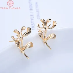 (2680)6PCS 14x20MM 24K Gold Color Plated Brass Tree Branch Stud Earring Diy Jewelry Findings Jewelry Accessories
